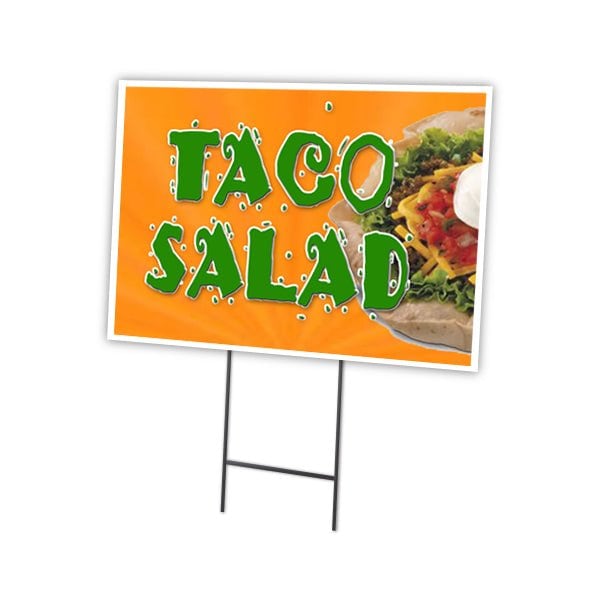 Taco Salad Yard Sign & Stake outdoor plastic coroplast window, C-1216-DS-Taco Salad